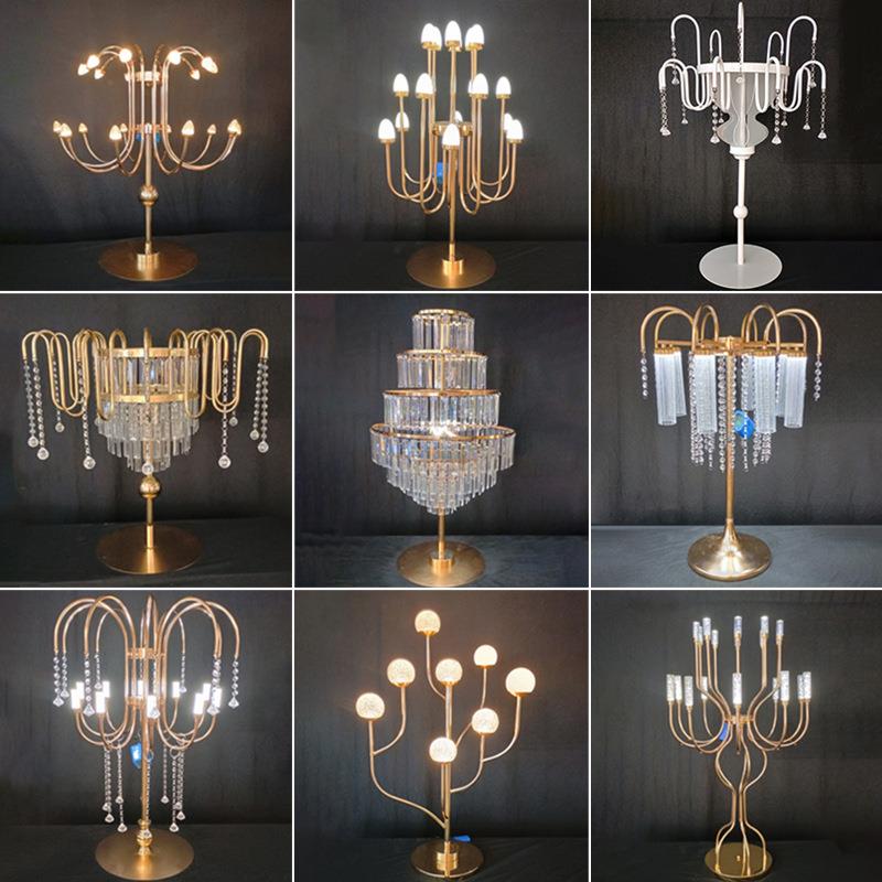 婚庆道具桌花花器婚礼堂烛台桌花架铁艺摆件水晶主桌布置插花花器