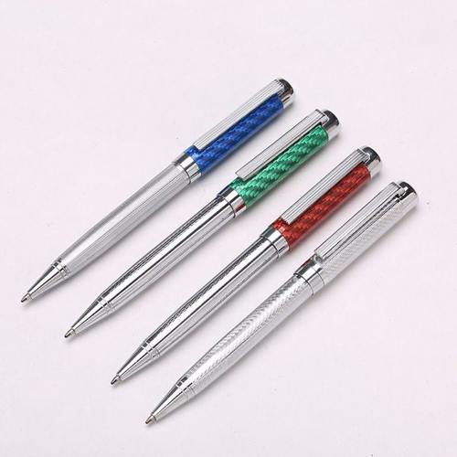 旋转式商务圆珠笔金属原子笔书写文具黑色油性金属伸缩笔礼品笔