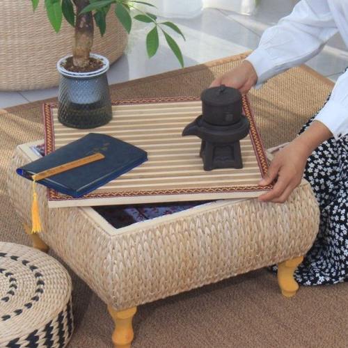 阳台飘窗小茶几藤编茶道桌汗蒸房矮桌落地炕桌幼儿园国学课棋盘桌