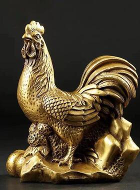纯铜公鸡摆件 铜鸡金鸡 十二生肖鸡招财家用装饰摆设补缺角摆件