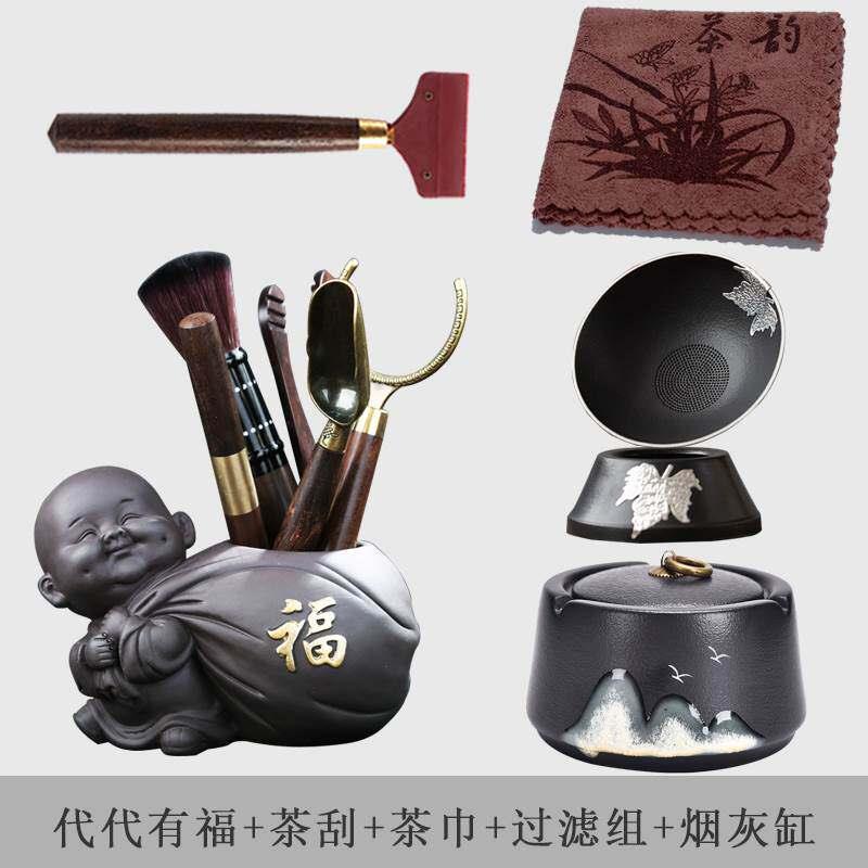 茶宠茶桌摆件精品可养变色招财金蟾貔貅紫砂茶道六君子茶具配件