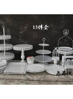 甜品台蛋糕盘子生日宴会托盘婚庆蛋糕摆件茶歇甜品区蛋糕盘展示架
