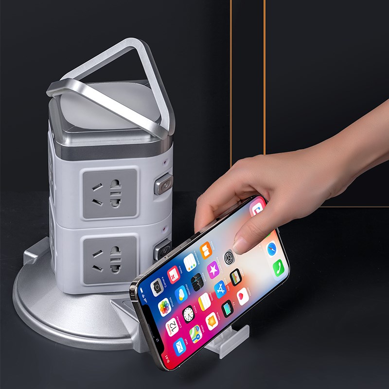 塔型圆孔插排插多功能USB快充插座面板多孔立式立体插线板电脑用