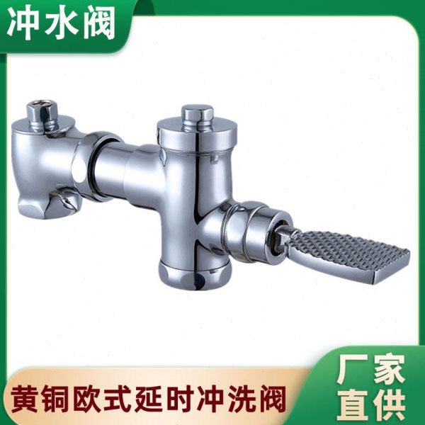 全铜卧式冲洗阀可伸缩式大便蹲便厕所冲水阀脚踏脚踩手扳式延时阀