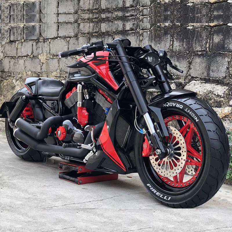 进口哈雷金刚狼V缸复古重机车跑车双杠太子爆改X48街车巡航摩托车