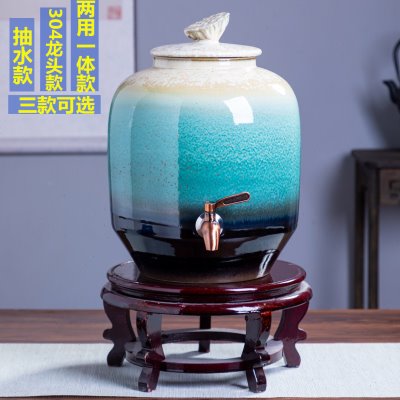 陶瓷水缸家用储水用带龙头茶水桶抽水桶净水缸泡太岁缸自助饮水机