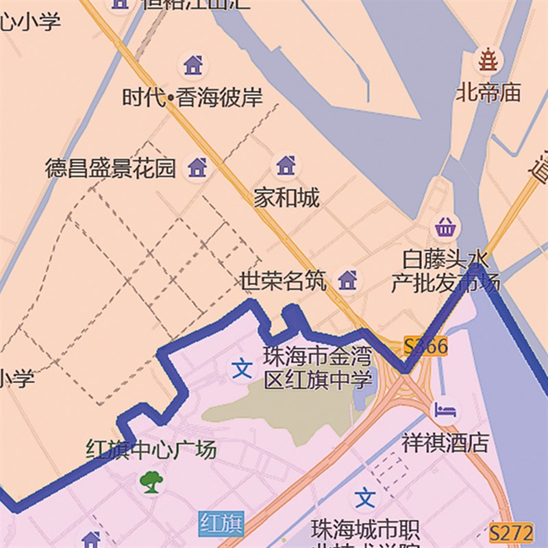 2024新款珠海市地图客厅办公室挂图高清防水墙壁装饰实物定制