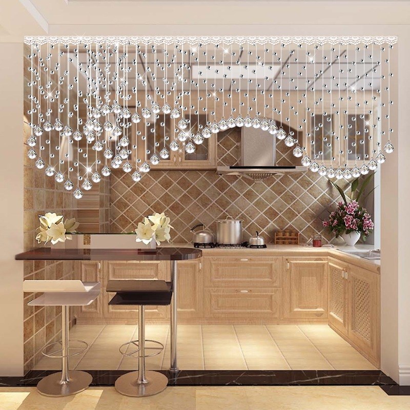 心形水晶珠帘客厅隔断帘玄关欧式卧室过道餐厅装饰家用Z珠链挂帘
