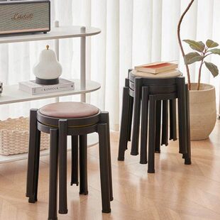 叠高脚凳北欧简约可面化妆凳板凳皮圆凳凳子家用凳餐桌软包餐椅放