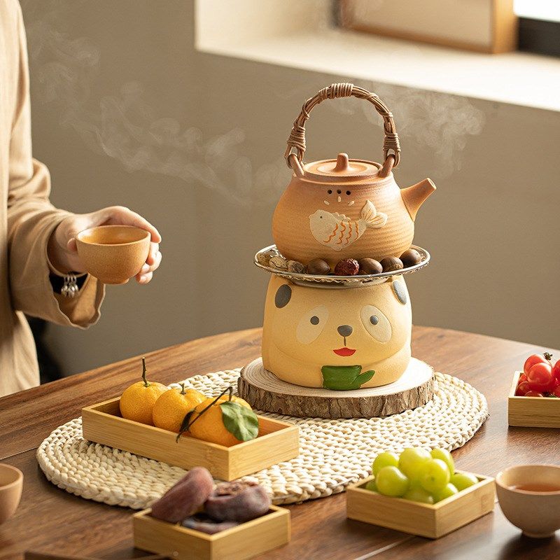 熊猫碳炉户外围炉煮茶套组家用室内粗陶提梁壶T明火干烧炭火炉,厨房/烹饪用具,烧烤炉,淘宝优惠券,粉丝福利购,淘宝优惠卷