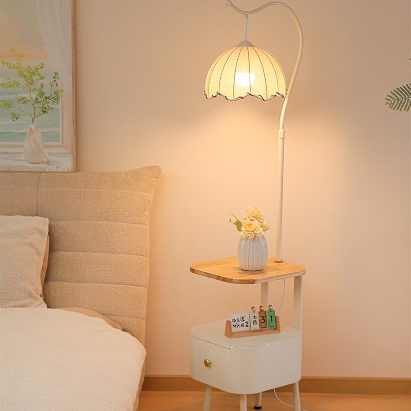 法式奶油风落地灯k卧室床头柜客厅沙发旁边高级氛围置物架台灯一,家装灯饰光源,置物功能落地灯,淘宝优惠券,粉丝福利购,淘宝优惠卷