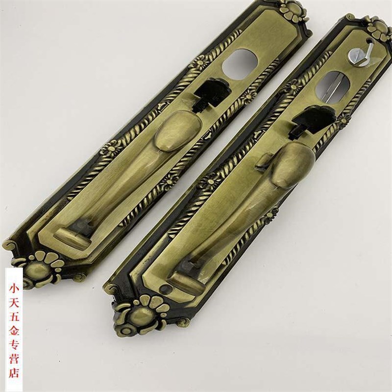 老式铝合金按压j门锁大门防盗门把手欧式风格豪华按压天地拉手.