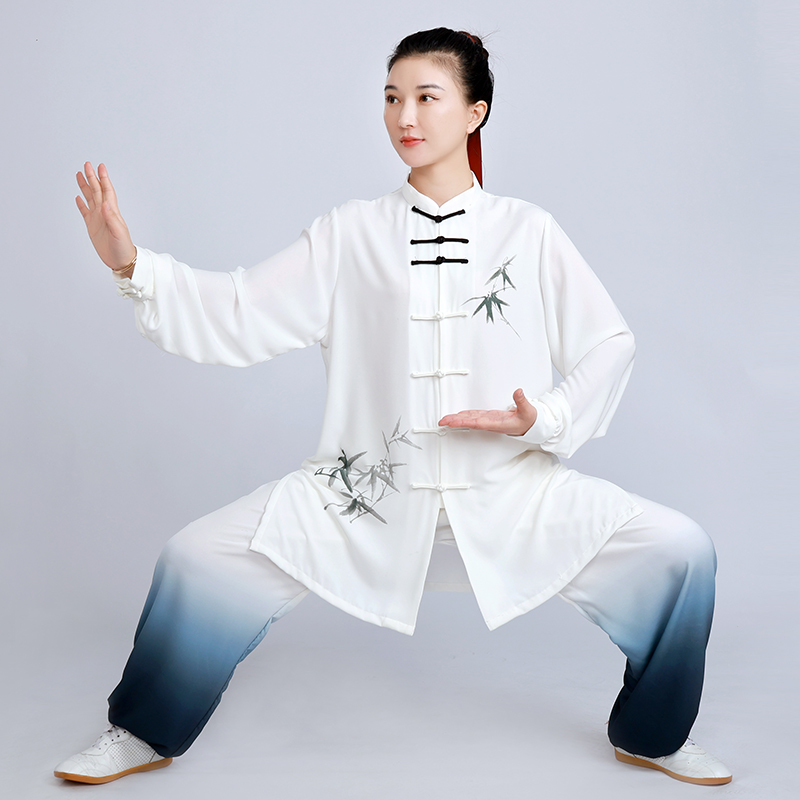 太极服女新款2023高端比赛表演渐变太极拳练功服男中长款服装春夏