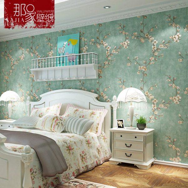 2023新款非自粘墙纸卧室房间加厚无纺布无胶客厅田园风格寝室壁纸