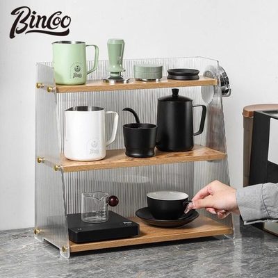 Bincoo亚克力意式咖啡器具收纳架手冲咖啡壶收纳柜吧台工具置物架