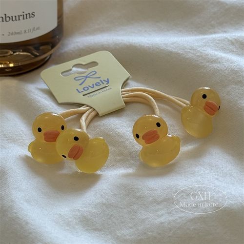 韩国进口女童清透兔头绕绕绳蘑菇双马尾头绳花朵黄鸭可爱软萌皮筋