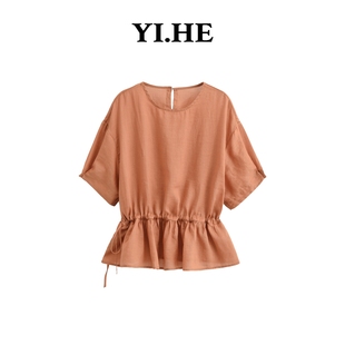 春季 新款 时尚 YIHE 女 百分百苎麻 文艺简约娃娃衬衫 JX650 2026