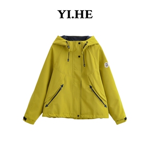 2026 男女同款 春季 连帽拼接冲锋衣外套防风休闲时尚 上衣 新款 YIHE