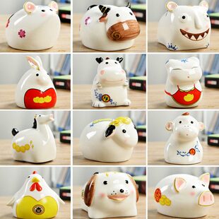 牛蛇十二生肖儿童储蓄罐虎马礼品狗猪龙鸡猴摆件兔羊陶瓷存钱罐鼠