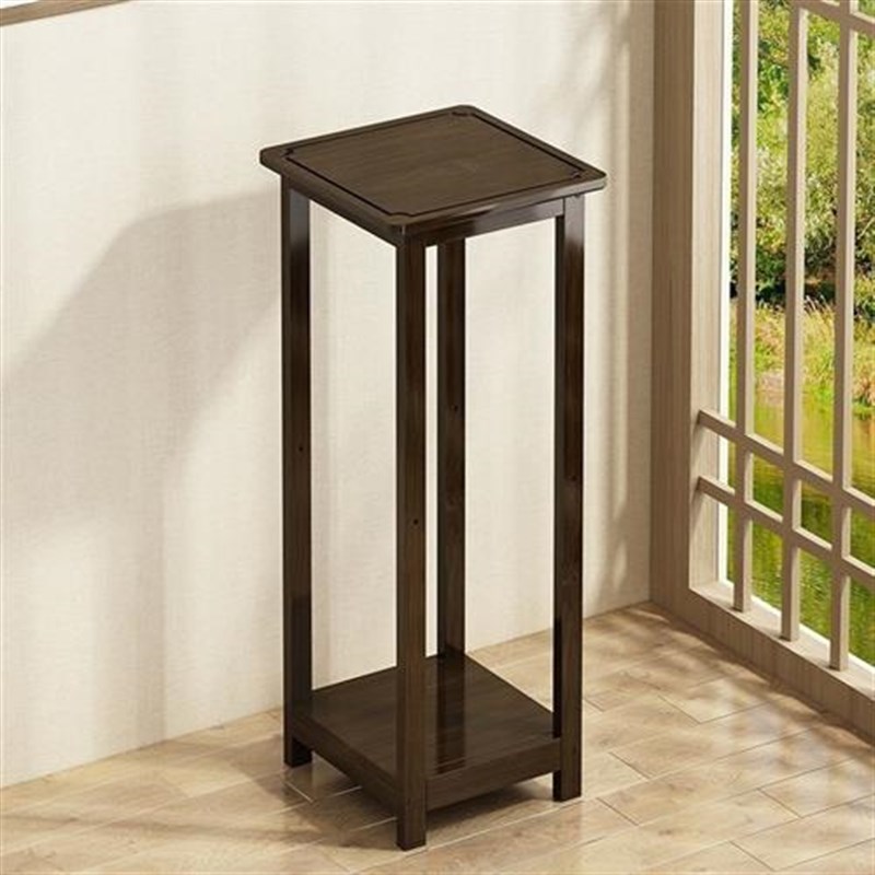 客厅电视柜两边摆设花架实木中式花台阳台家用落地V式室内置物架