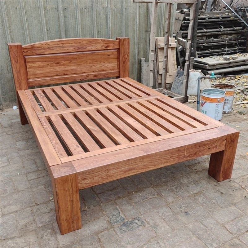 实木床全实木榆木实木床大料现代简约G榫卯卧室单人床中式环保双