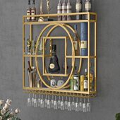 酒架摆壁挂吧台铁艺商用酒柜餐厅倒挂展示架定制高脚杯发光置物酒