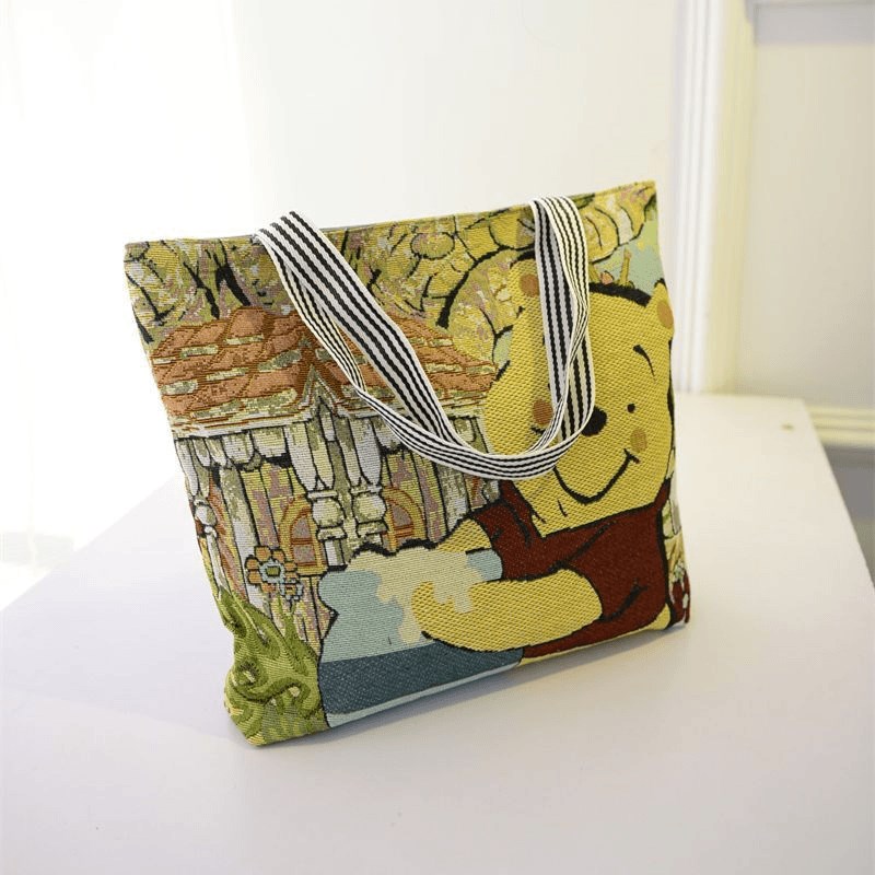 刺绣布袋休闲单肩包大容量通G勤大学生上课手提帆布包