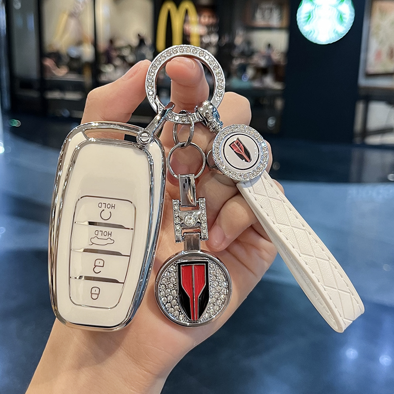 专用红旗h5汽车钥匙套h9包e-hs9扣h7壳e-qm5男e-hs3女Vhs5改装hs7