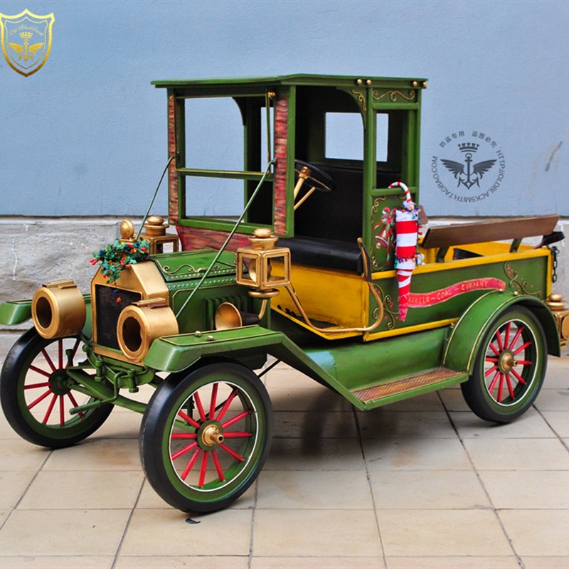 纯手工铁艺 复古绿色老爷车x模型 酒吧主题餐厅家居酒店装饰摆件