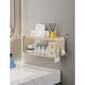 免打孔方浴室防水上多功能壁挂马桶卫生间翻盖置物架防尘收纳柜