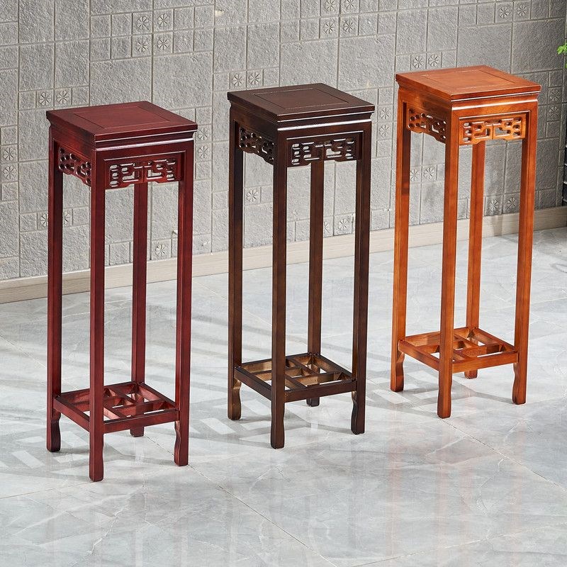 实木花架客厅新中式阳台落地式简C约花盆景架家用木质花几置物架