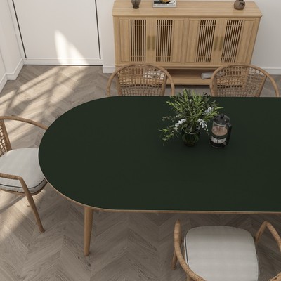 纯色桌布b轻奢高级感皮革餐桌垫台布防水防油免洗防烫椭圆形餐桌