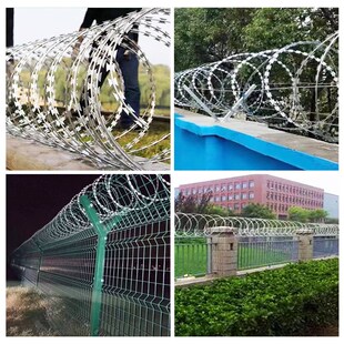 刀片刺绳立柱户外刺丝加密加粗不锈钢带刺O铁丝围墙防爬监狱护栏