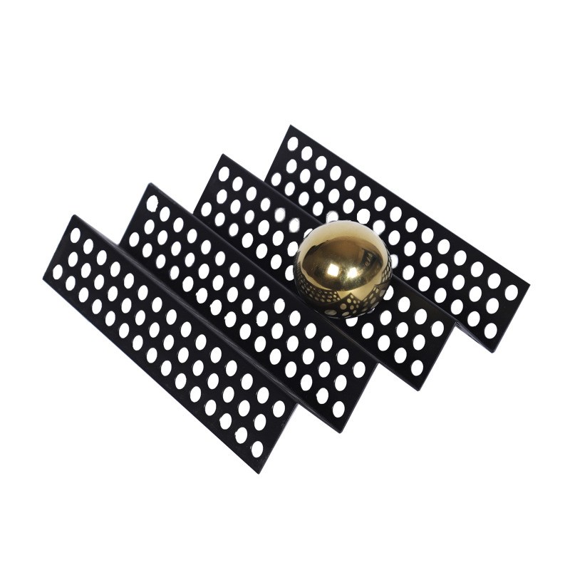 现代简约轻奢黑色l折叠镂空网片屏风摆件样板房售楼处软装饰品摆