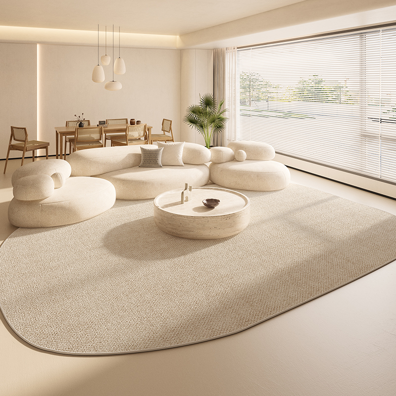 奶油风不规则地毯客厅卧室牀边地垫免洗可擦极简R风异形沙发茶几