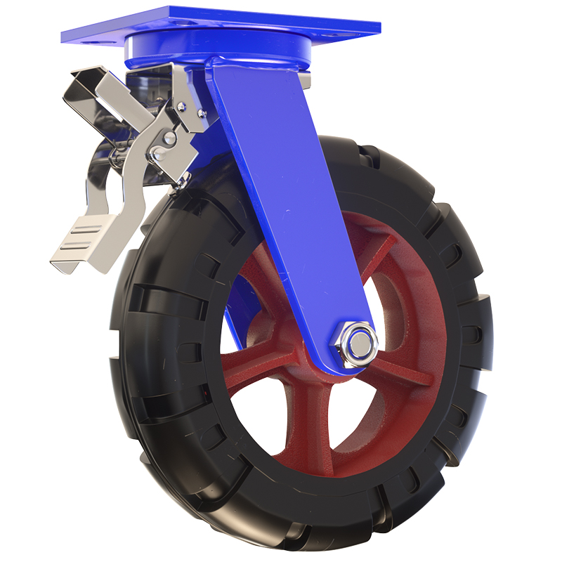 6寸超重型万向轮子脚轮q橡胶静音12寸载重手推板车底座轱辘带刹车
