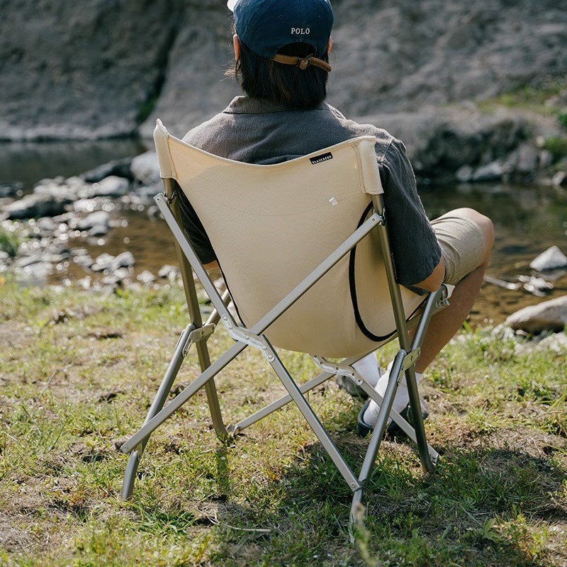 黑鹿折叠椅便携户外铝合金钓鱼椅子露营H沙滩椅靠背椅月亮椅懒人