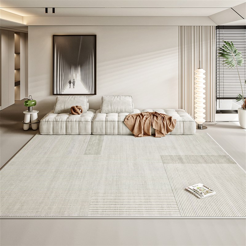 新款地毯客厅灰色极简沙发茶几毯简约素色轻奢大地U垫侘寂卧室地