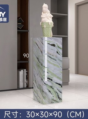 奢石摆件底座丨艾尔海蓝装饰花架大理石岩板酒店P大堂立柱展示台0
