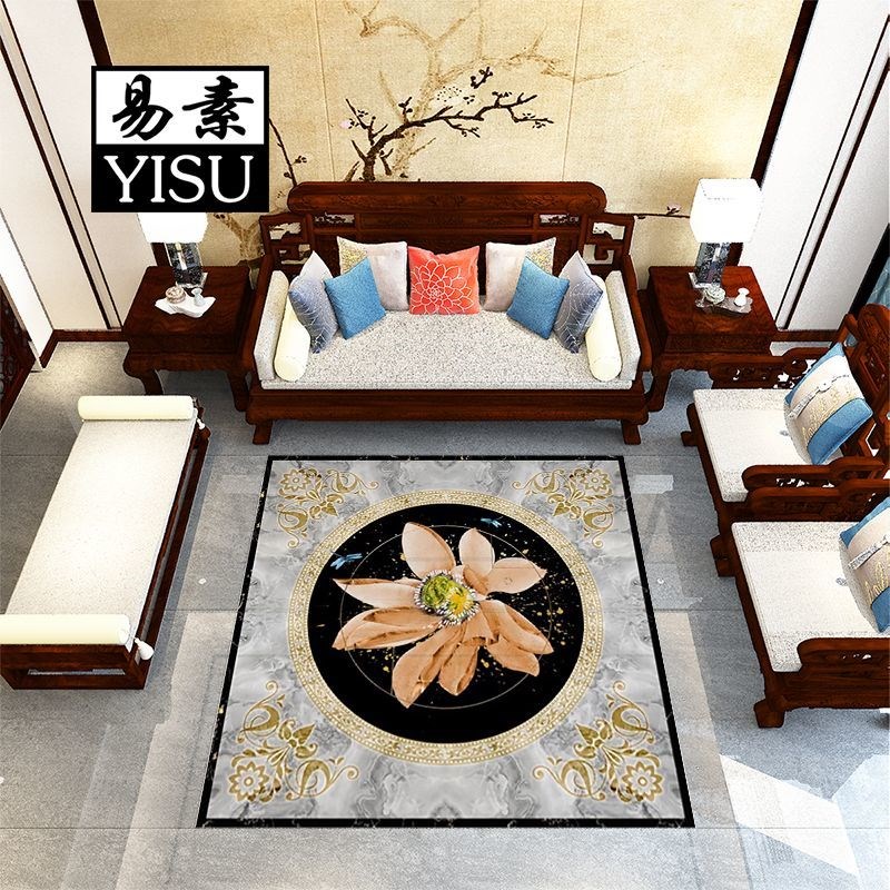 新中式客厅拼花瓷砖别墅进门地板砖饭厅入户玄关定制Y图案造型地