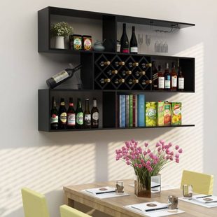 包邮悬挂式酒架酒柜墙上置物架餐厅吧台实木简约壁挂墙壁装饰架