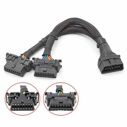 汽车OBD一分二线束 两种规格母头卡扣 满针满线 Converted Cable