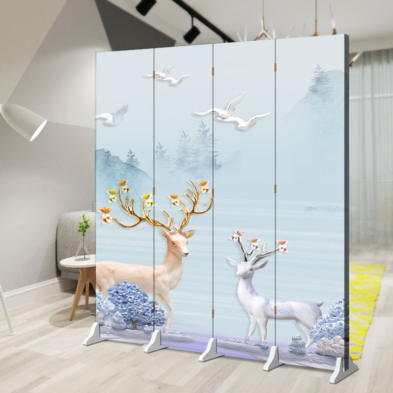 北欧麋鹿b屏风隔断客厅小户型玄关可折叠移动简约卧室遮挡家用背