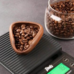 手称量咖啡碟豆盘盘器意式咖啡胡桃木冲接称咖啡豆豆盘容称豆分装