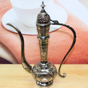 手工礼品英B民族铜风壶T阿烤22进口艺16格器伯拉银巴基斯坦寸品
