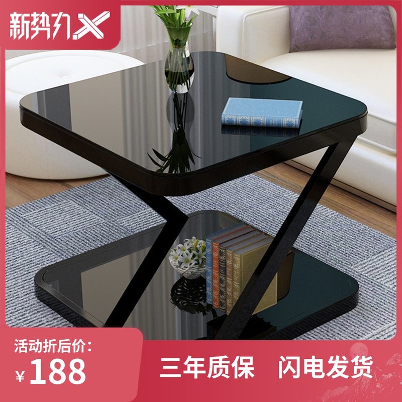 茶几简约北欧客厅钢化玻璃迷你小桌子F创意沙发角几卧室组装的边