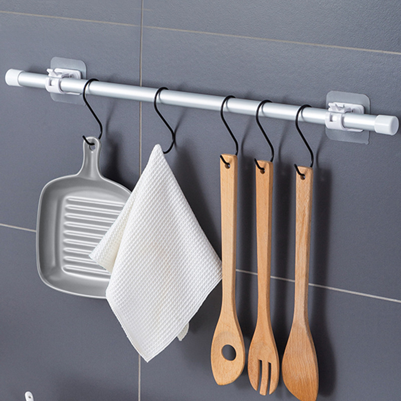 帘杆挂钩窗帘杆夹固定器免打孔支架夹G子横杆门帘伸缩杆粘钩支撑