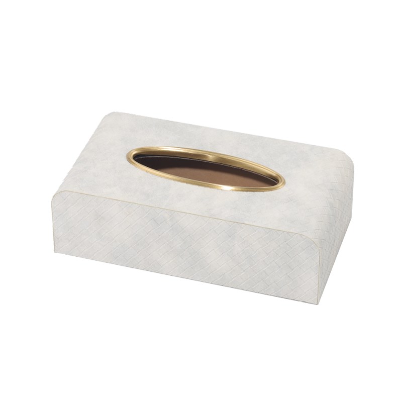 空合 轻c奢白色格纹皮革纸巾盒 样板间售楼处会客厅茶几品质抽纸