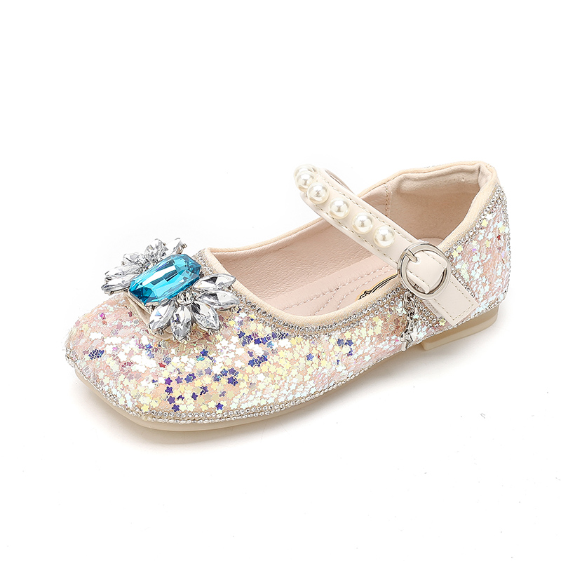 女童鞋子b儿童公主小皮鞋2023春秋款新款夏季水晶单鞋软底洋气水