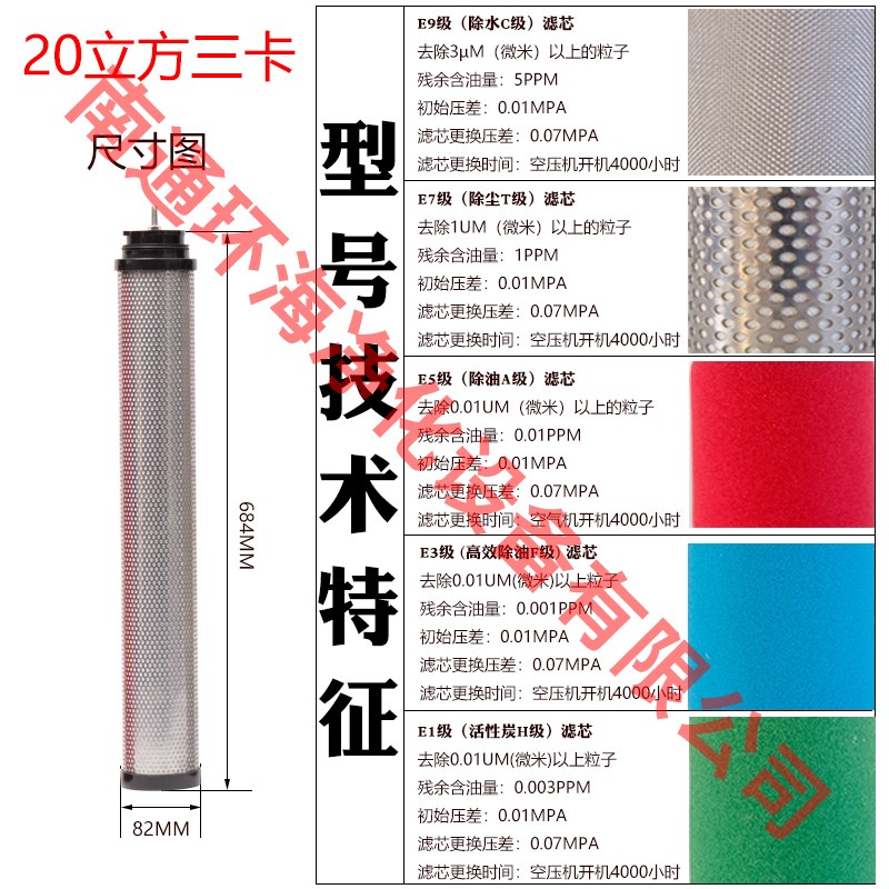 替代杭州嘉隆JAL25E711冷干机压缩空气过滤油雾分离W精密除尘滤芯